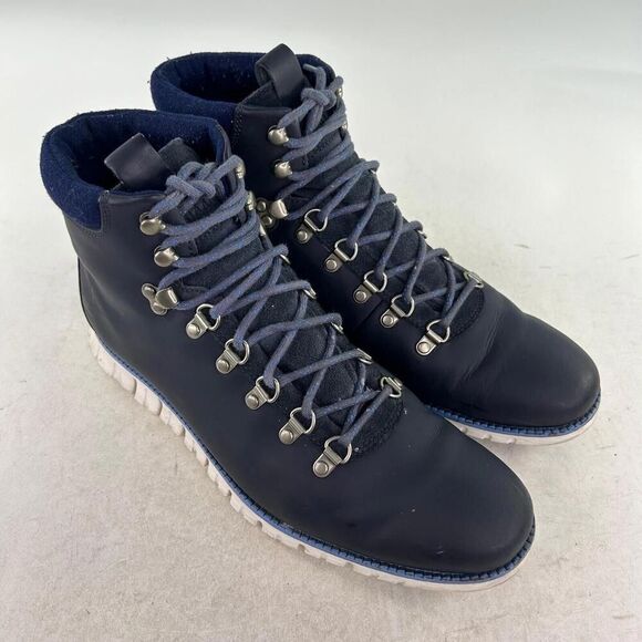 Cole Haan Navy Blue Leather Hiking-Style Boots main image 11